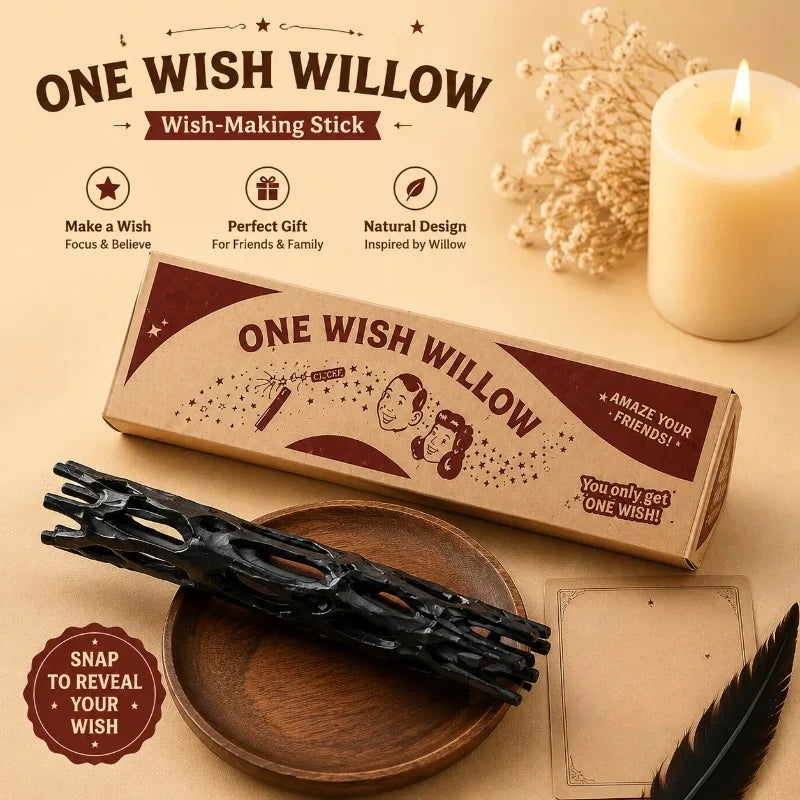 1Pcs 3D Printed One Wish Willow Stick Black Wishing Snap Sticks Magic Prop